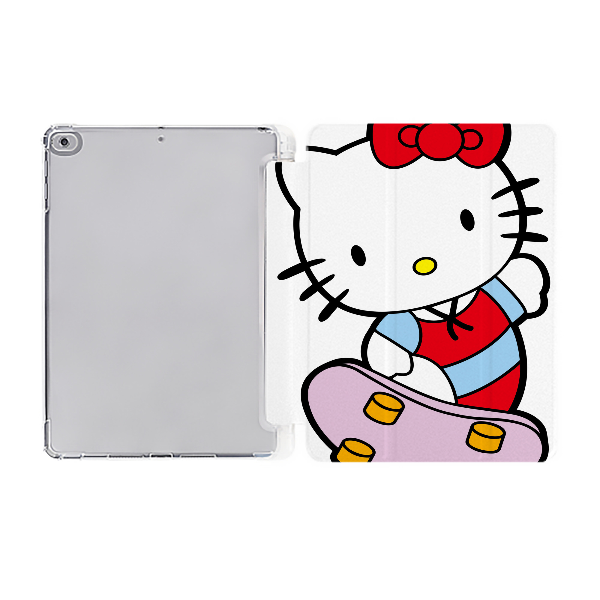（画像用） Hello Kitty ハローキティ IPad ケース ペン収納付き 三つ折りスタンド PUレザー×シリコン 対応機種9.5/10.5/10.9インチ